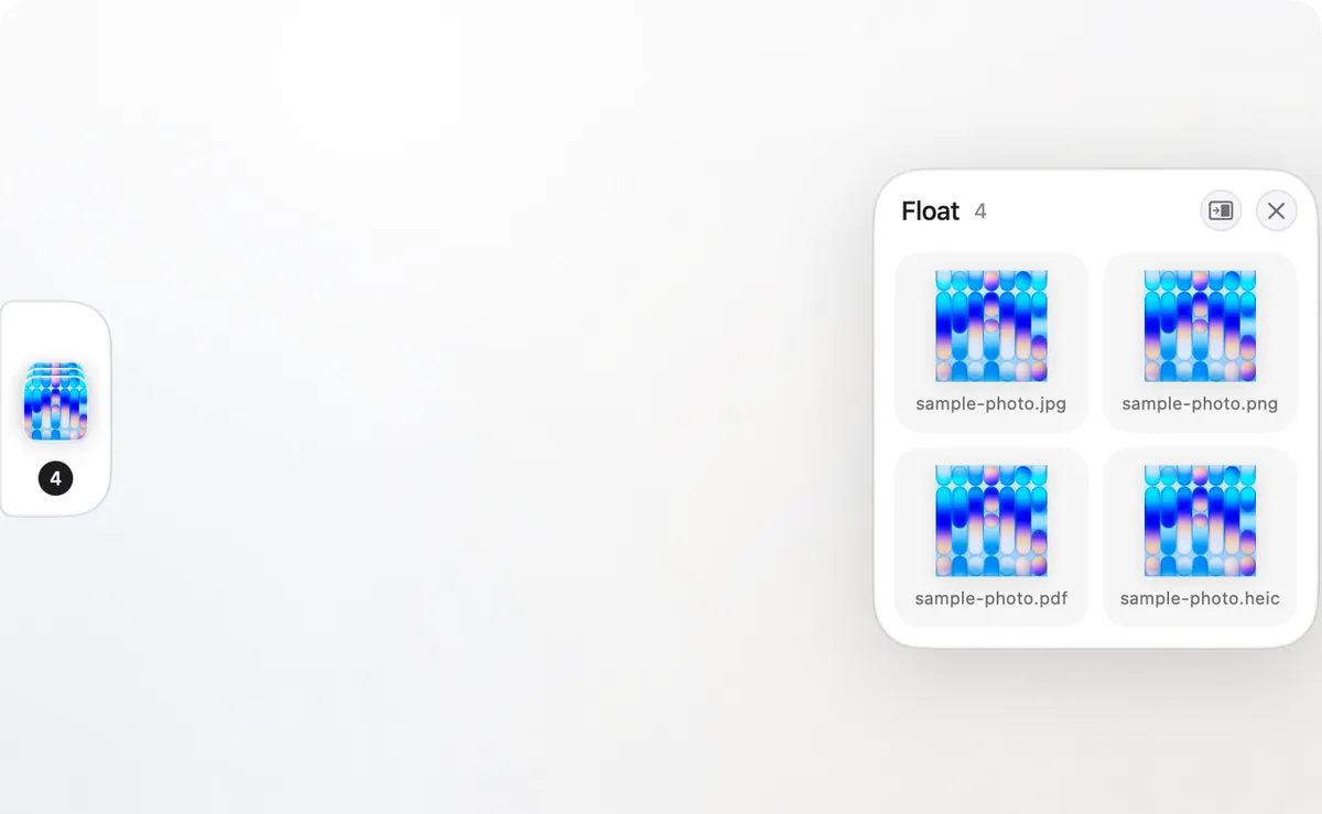 The Float shelf with four files